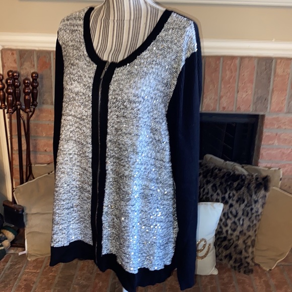 Lane Bryant | Festive Sequin Full Zip Sweater | Plus Size: 26/28 (4X) - Picture 3 of 7